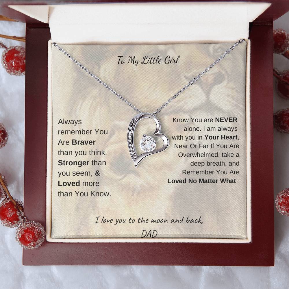 Gold forever love necklace - To My Daughter, or To My Little Girl variants - Gift for birthday, graduation, Christmas, Say I love you with a gold or silver forever love necklace and heartfelt message