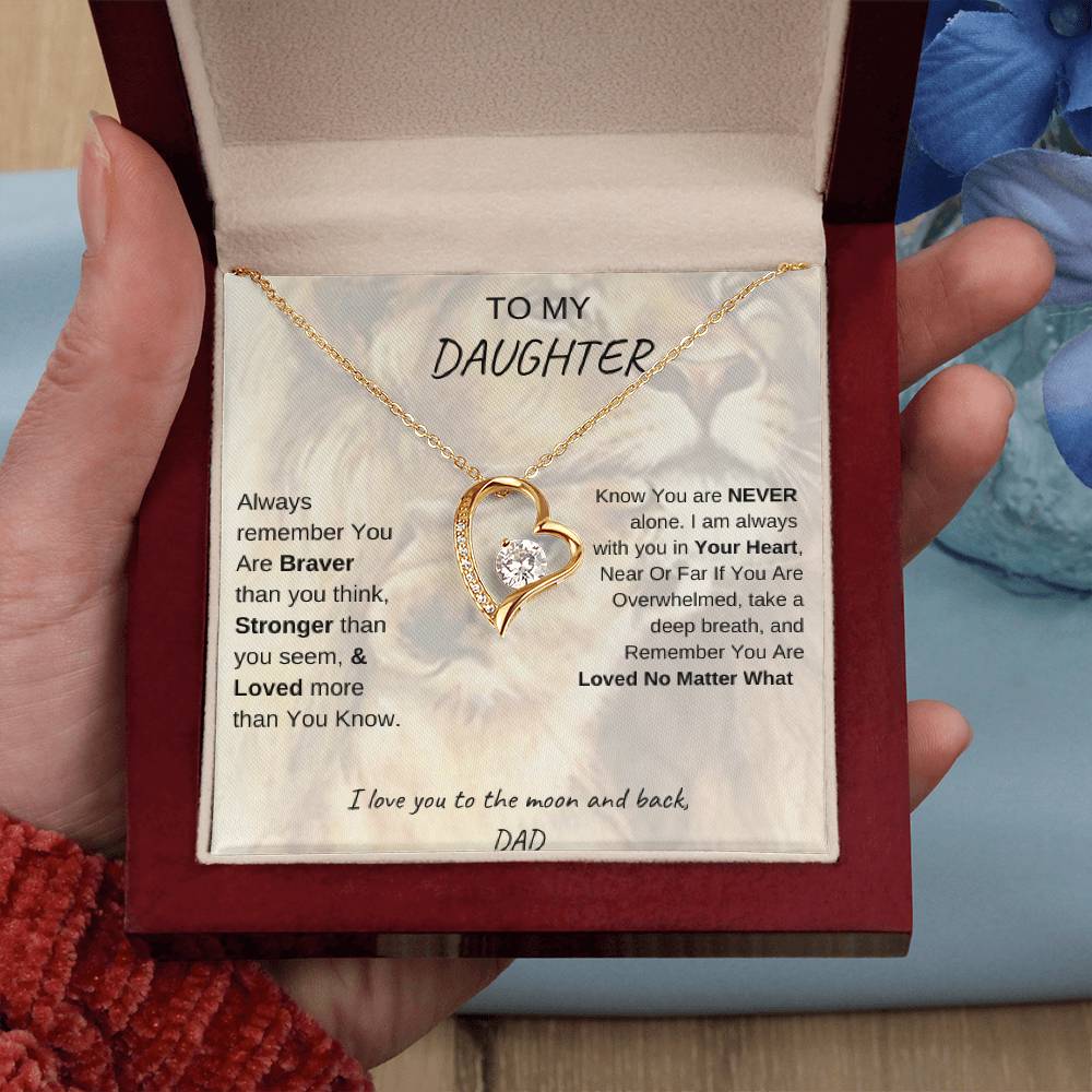 gold heart necklace - Daughter You are braver ... , Stronger... Loved 