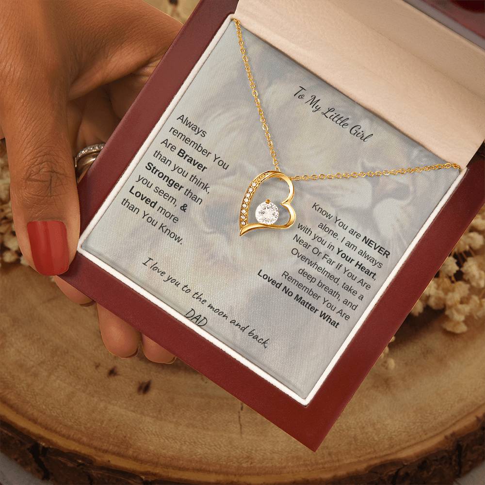 Gold forever love necklace - To My Daughter, or To My Little Girl variants - Gift for birthday, graduation, Christmas, Say I love you with a gold or silver forever love necklace and heartfelt message