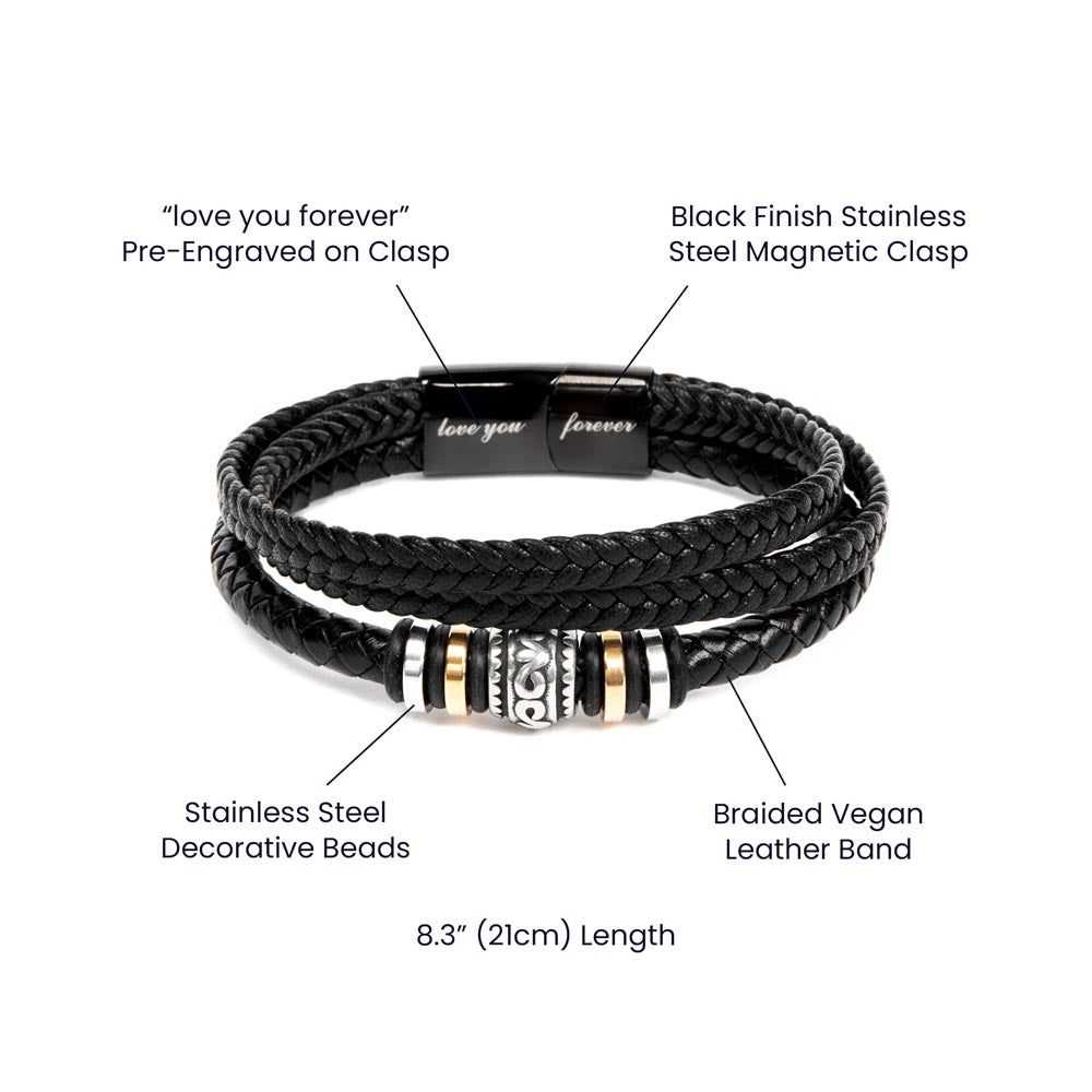 Mens Leather Bracelet & Heartfelt Message