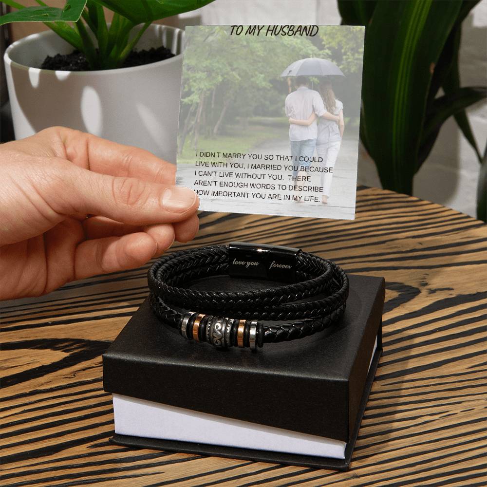 Mens Leather Bracelet & Heartfelt Message