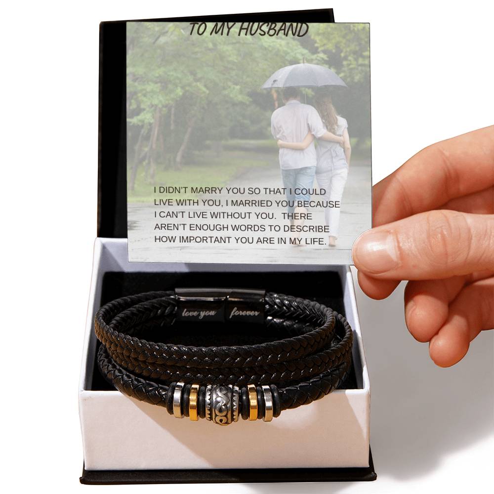 Mens Leather Bracelet & Heartfelt Message