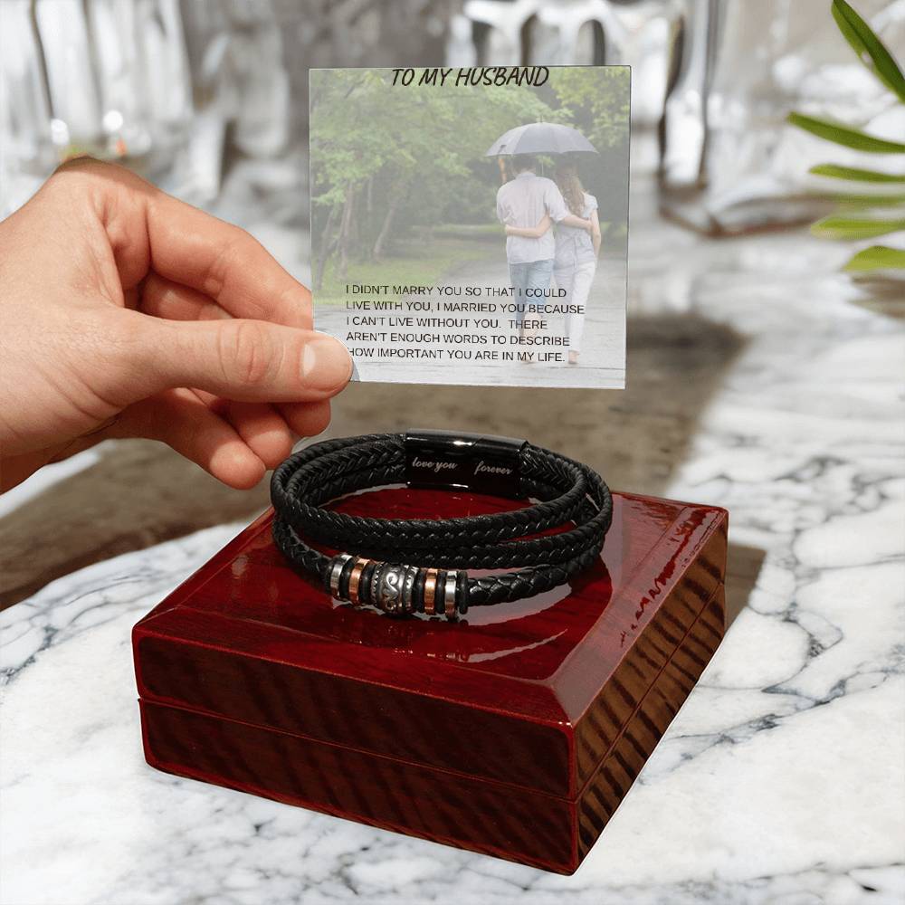 Mens Leather Bracelet & Heartfelt Message