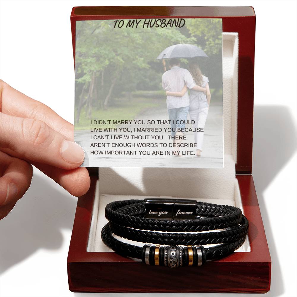 Mens Leather Bracelet & Heartfelt Message