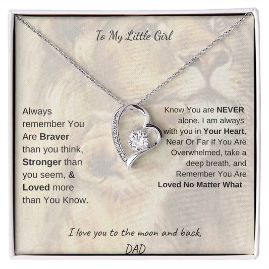 Gold forever love necklace - To My Daughter, or To My Little Girl variants - Gift for birthday, graduation, Christmas, Say I love you with a gold or silver forever love necklace and heartfelt message