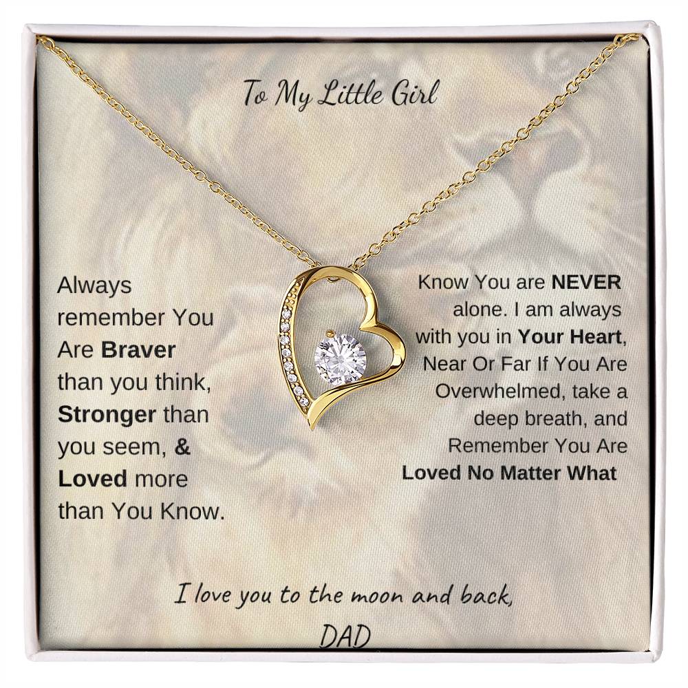 Gold forever love necklace - To My Daughter, or To My Little Girl variants - Gift for birthday, graduation, Christmas, Say I love you with a gold or silver forever love necklace and heartfelt message