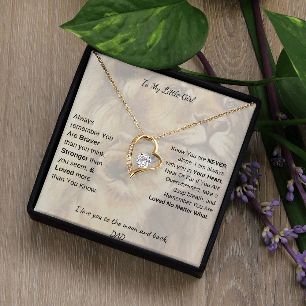 Gold forever love necklace - To My Daughter, or To My Little Girl variants - Gift for birthday, graduation, Christmas, Say I love you with a gold or silver forever love necklace and heartfelt message