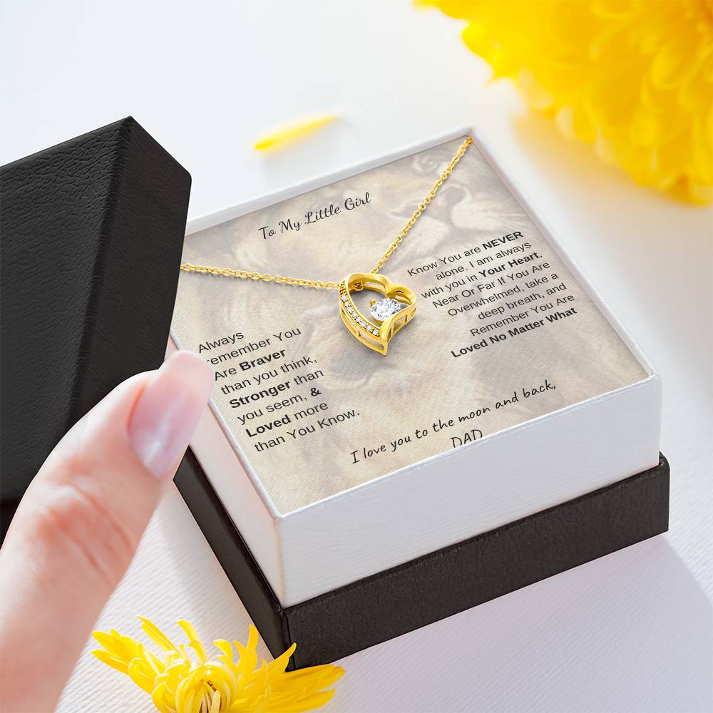 Gold forever love necklace - To My Daughter, or To My Little Girl variants - Gift for birthday, graduation, Christmas, Say I love you with a gold or silver forever love necklace and heartfelt message