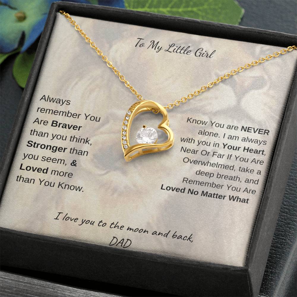 Gold forever love necklace - To My Daughter, or To My Little Girl variants - Gift for birthday, graduation, Christmas, Say I love you with a gold or silver forever love necklace and heartfelt message