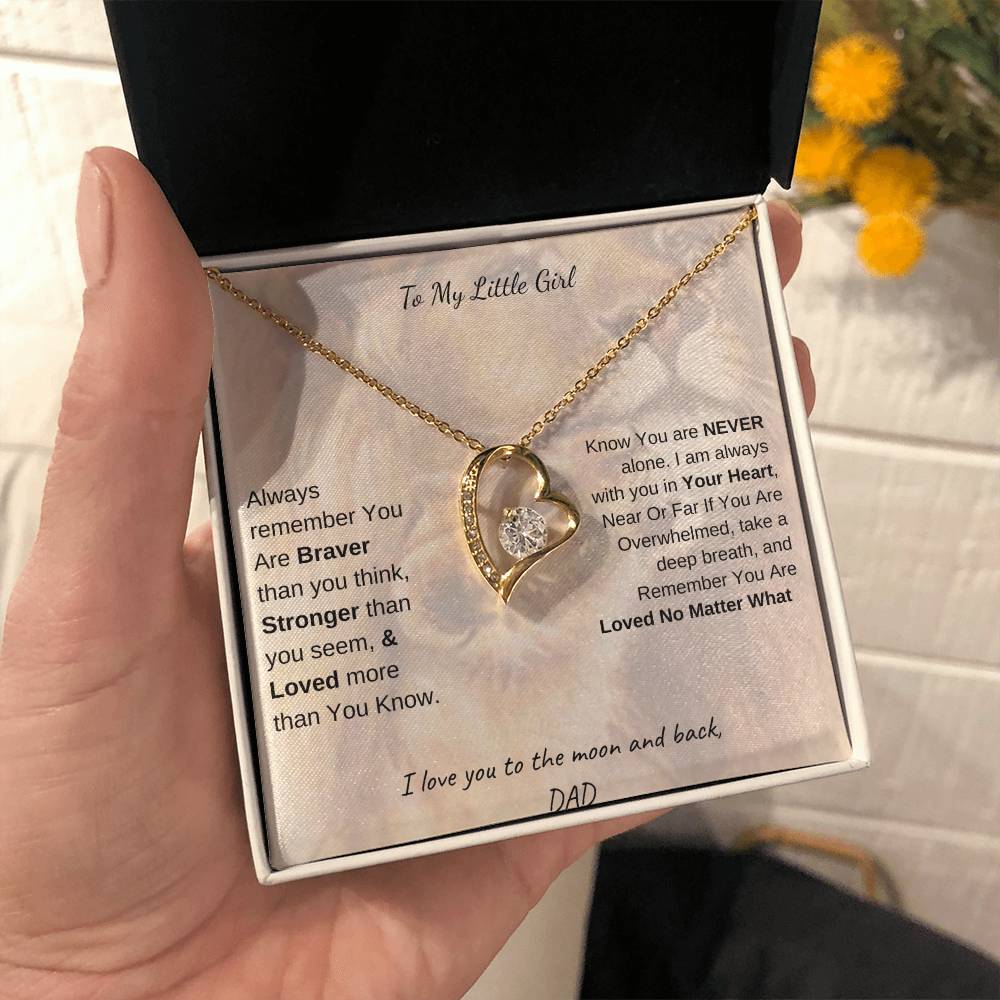 Gold forever love necklace - To My Daughter, or To My Little Girl variants - Gift for birthday, graduation, Christmas, Say I love you with a gold or silver forever love necklace and heartfelt message